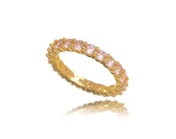 Anel Semijoia Aparador Cristais Rosa Quartzo