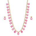 Conjunto Gota Cravejado Rosado Dourado